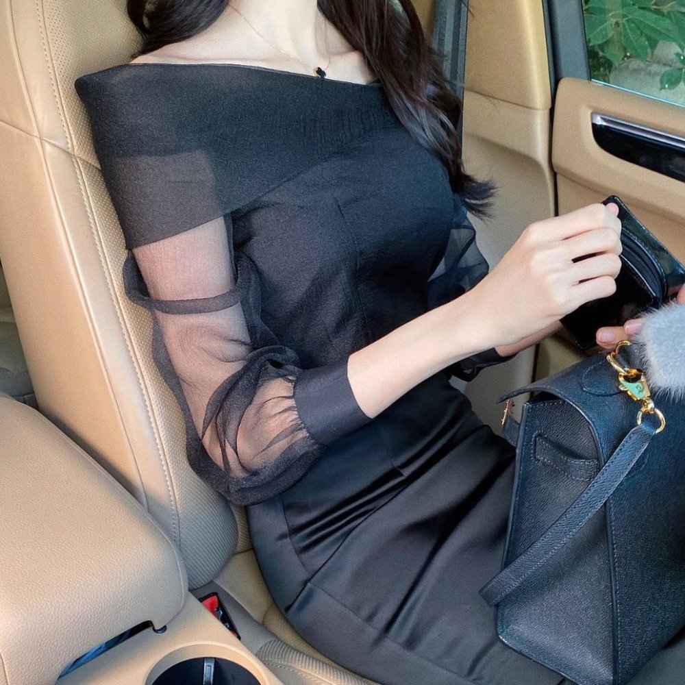 Black Organza Sheet Off shoulder blouse